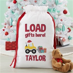 Construction  Monster Trucks Personalized Christmas Canvas Santa Sack - 42754