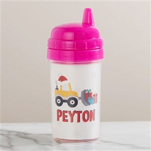 Construction & Monster Trucks Christmas Personalized Toddler Sippy Cup - Pink - 42765-P
