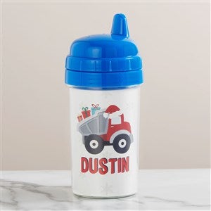 Construction  Monster Trucks Christmas Personalized Toddler Sippy Cup - Blue - 42765-B