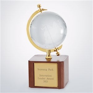 Engraved Recognition Crystal and Gold Globe Award - 42906