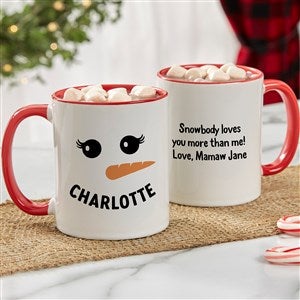 Smiling Snowman Personalized Christmas Coffee Mug 11 oz.- Red - 42984-R