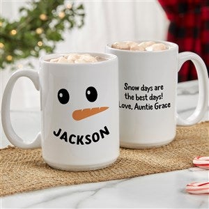 Smiling Snowman Personalized Christmas Coffee Mug 15 oz.- White - 42984-L