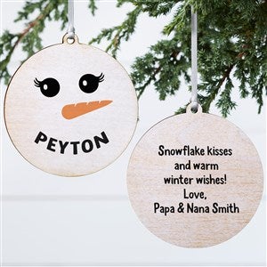 Smiling Snowman Personalized Wood Christmas Ornament - 2-Sided - 42987-2W