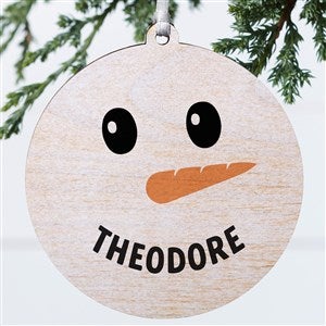 Smiling Snowman Personalized Wood Christmas Ornament - 42987-1W