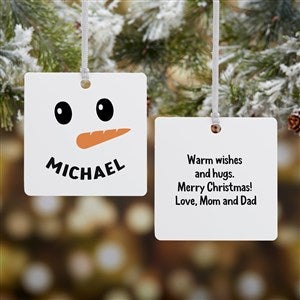 Smiling Snowman Personalized Metal Christmas Ornament - 2-Sided - 42987-2M