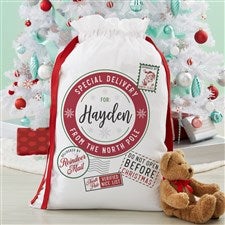 North Pole Delivery Personalized Canvas Drawstring Santa Sack - 42989