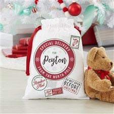 North Pole Delivery Personalized Canvas Drawstring Santa Sack - Small - 42989-S