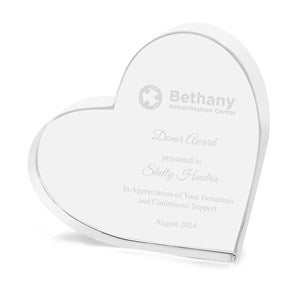 Corporate Engraved Recognition Crystal Heart Award - 43025