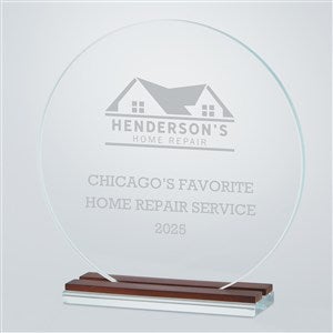 Personalized Logo Office Round Glass and Wood Award - 43026