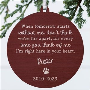 Pet Memorial Personalized Ornament- 3.75quot; Wood - 1 Sided - 43045-1W