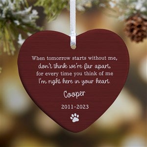 Pet Memorial Personalized Heart Ornament- 3.25 Glossy - 1 Sided - 43046-1