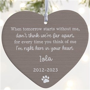 Pet Memorial Personalized Heart Ornament- 4" Matte - 1 Sided - 43046-1L