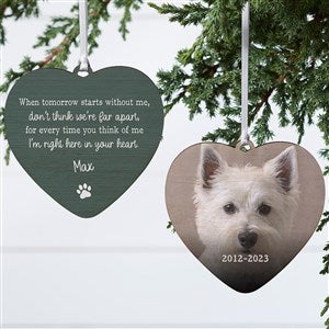 Pet Memorial Personalized Heart Ornament- 4quot; Wood - 2 Sided - 43046-2W