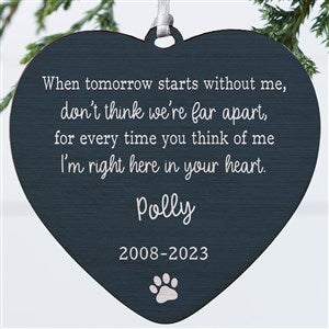 Pet Memorial Personalized Heart Ornament- 4quot; Wood - 1 Sided - 43046-1W