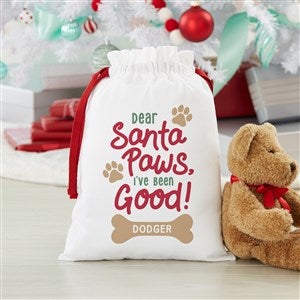 Santa Paws Personalized Canvas Drawstring Santa Sack - Small - 43072-S