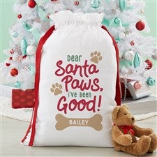 Santa Paws Personalized Canvas Drawstring Santa Sack - 43072