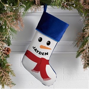 Smiling Snowman Personalized Blue Christmas Stockings - 43074-BL