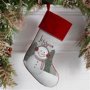 Watercolor Snowman Personalized Christmas Stockings - Burgundy - 43075-B