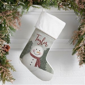 Watercolor Snowman Personalized Ivory Christmas Stockings - 43075-I