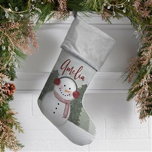 Watercolor Snowman Personalized Grey Christmas Stockings - 43075-GR
