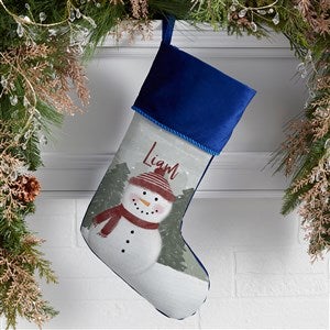 Watercolor Snowman Personalized Blue Christmas Stockings - 43075-BL