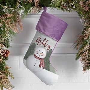Watercolor Snowman Personalized Purple Christmas Stockings - 43075-P