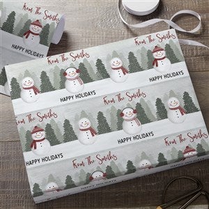 Watercolor Snowman Personalized Wrapping Paper Roll - 6ft Roll - 43091-R