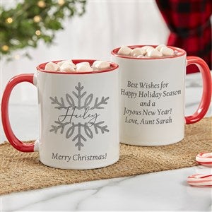 Silver and Gold Snowflakes Personalized Coffee Mugs - Red - 43094-R