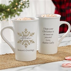 Silver and Gold Snowflakes Personalized Latte Mug - 43094-U
