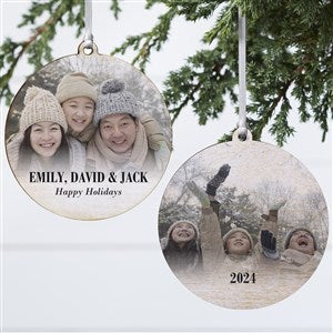 Merry  Bright Personalized Wood Photo Christmas Ornament - 2-Sided - 43126-2W