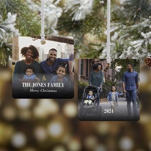 Merry  Bright Personalized Metal Photo Christmas Ornament - 2-Sided - 43126-2M