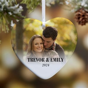 Merry  Bright Personalized Photo Heart Ornament - Glossy - 43127-1