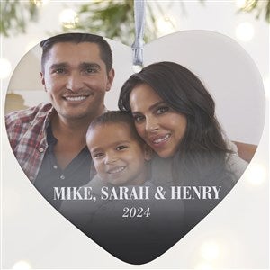 Merry  Bright Photo Personalized Heart Ornament- 4 Matte - 1 Sided - 43127-1L