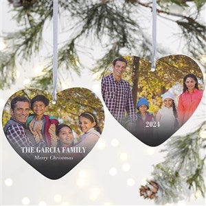 Merry  Bright Photo Personalized Heart Ornament- 4 Matte - 2 Sided - 43127-2L