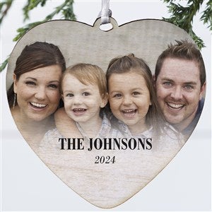 Merry  Bright Photo Personalized Heart Ornament- 4 Wood - 1 Sided - 43127-1W