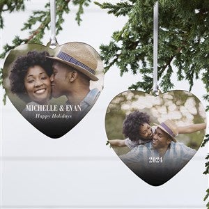 Merry  Bright Photo Personalized Heart Ornament- 4 Wood - 2 Sided - 43127-2W
