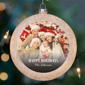 Merry  Bright Photo Personalized Lightable Frosted Glass Ornament - 43128