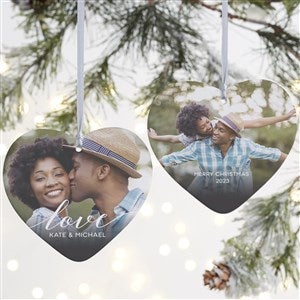 Love Photo Personalized Heart Ornament- 4quot; Matte - 2 Sided - 43133-2L