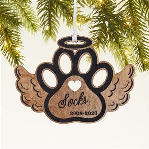Pet Memorial Wings Personalized Wood Ornament - Black - 43148-BLK