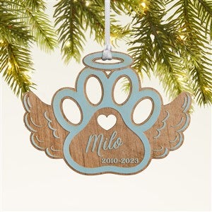 Pet Memorial Wings Personalized Wood Ornament - Blue - 43148-B