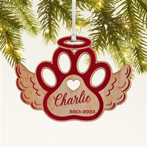 Pet Memorial Wings Personalized Wood Ornament - Red - 43148-R