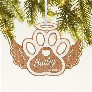 Pet Memorial Wings Personalized Wood Ornament - White - 43148-W