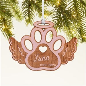Pet Memorial Wings Personalized Wood Ornament - Pink - 43148-P