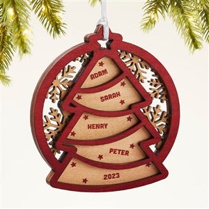 Family Tree Personalized Two Piece Wood Ornament - Red - 43149-R