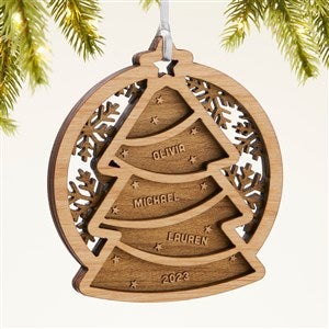 Family Tree Personalized Two Piece Wood Ornament - Natural - 43149-N