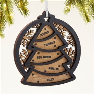 Family Tree Personalized Two Piece Wood Ornament - Black - 43149-BLK