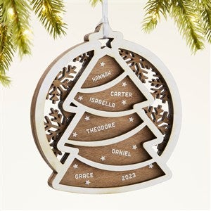 Family Tree Personalized Two Piece Wood Ornament - White - 43149-W