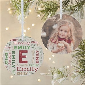 Christmas Repeating Name Personalized Photo Ornament - Large 2-Sided - 43152-2L