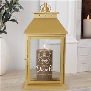Diwali Personalized Gold Decorative Candle Lantern - 43167-G