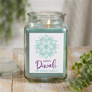 Diwali Personalized 18 oz. Eucalyptus Mint Candle Jar - 43169-18EM
